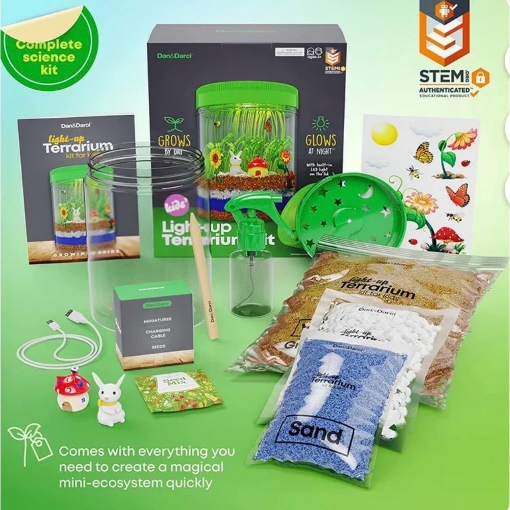 Dan & Darci Light-up Terrarium Kit for Kids - Science Kits, Gardening Gifts NEW - Picture 6 of 6